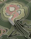 Miniatyrbild 5 av 5: ESTAhome tapet blommor art nouveau stil mörkgrönt 0.53 x 10.05 m