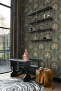 Miniatyrbild 2 av 5: ESTAhome tapet blommor art nouveau stil mörkgrönt 0.53 x 10.05 m