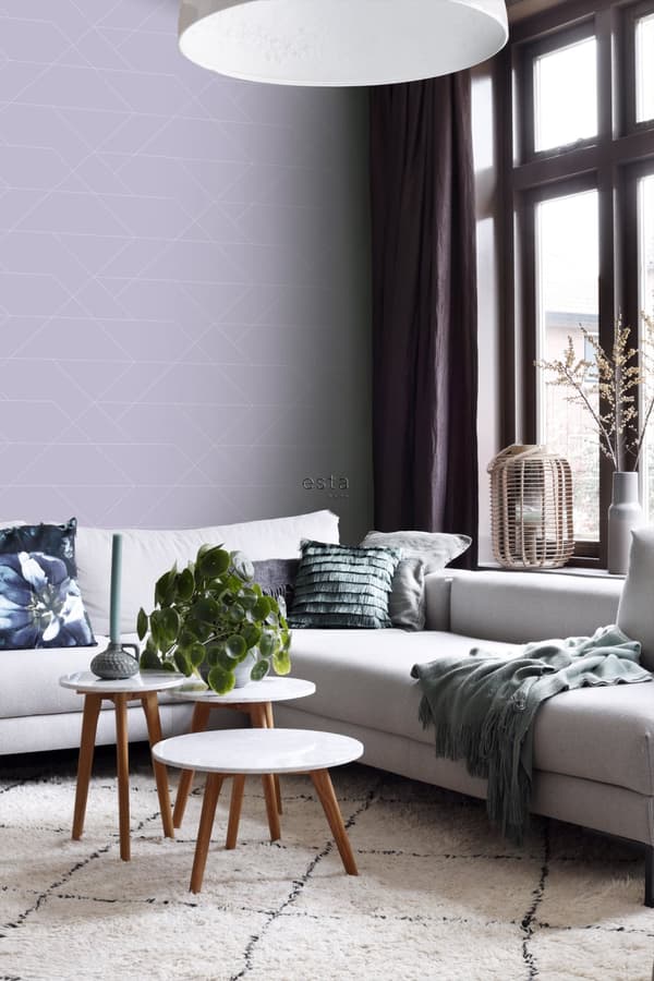 ESTAhome tapet grafiske linjer syrenlilla 0,53 x 10,05 m
