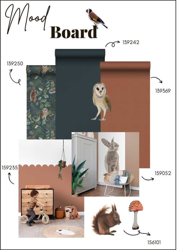 ESTAhome wallsticker skogens djur brunt 47,5 cm x 66 cm