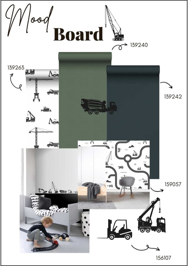 ESTAhome wallsticker køretøjer sort 47,5 cm x 66 cm