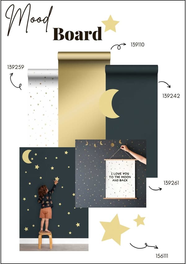 ESTAhome wallsticker stjernehimmel gul 47,5 cm x 66 cm