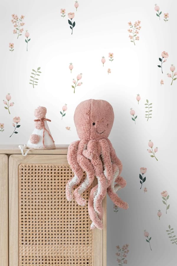 ESTAhome wallsticker blomster hvidt, lyserødt og grønt 47,5 cm x 66 cm