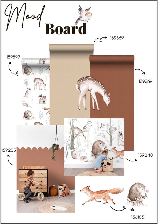 ESTAhome wallsticker skovdyr brunt 33 cm x 47,5 cm