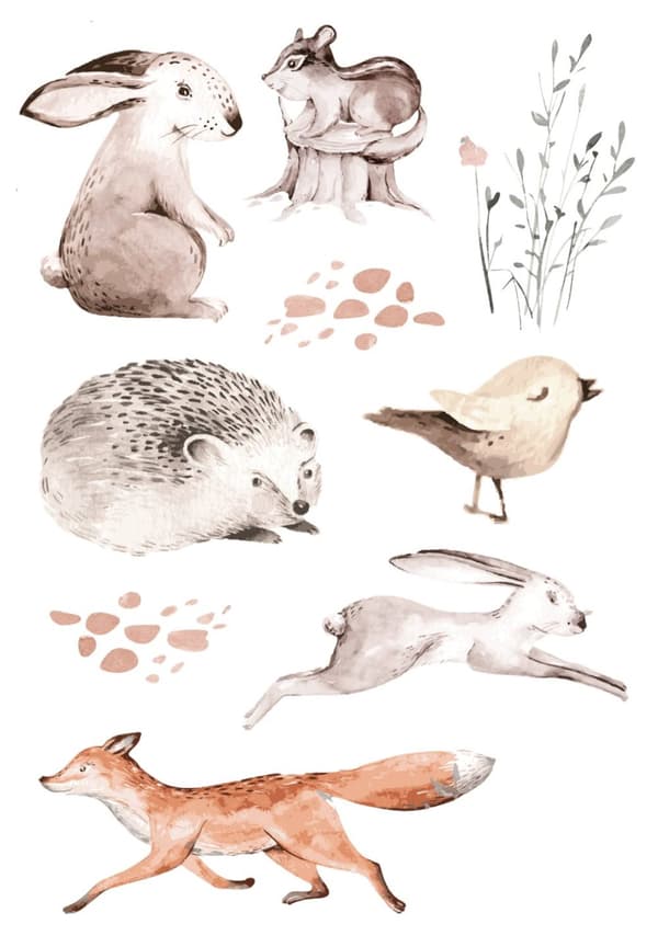 ESTAhome wallsticker skovdyr brunt 33 cm x 47,5 cm