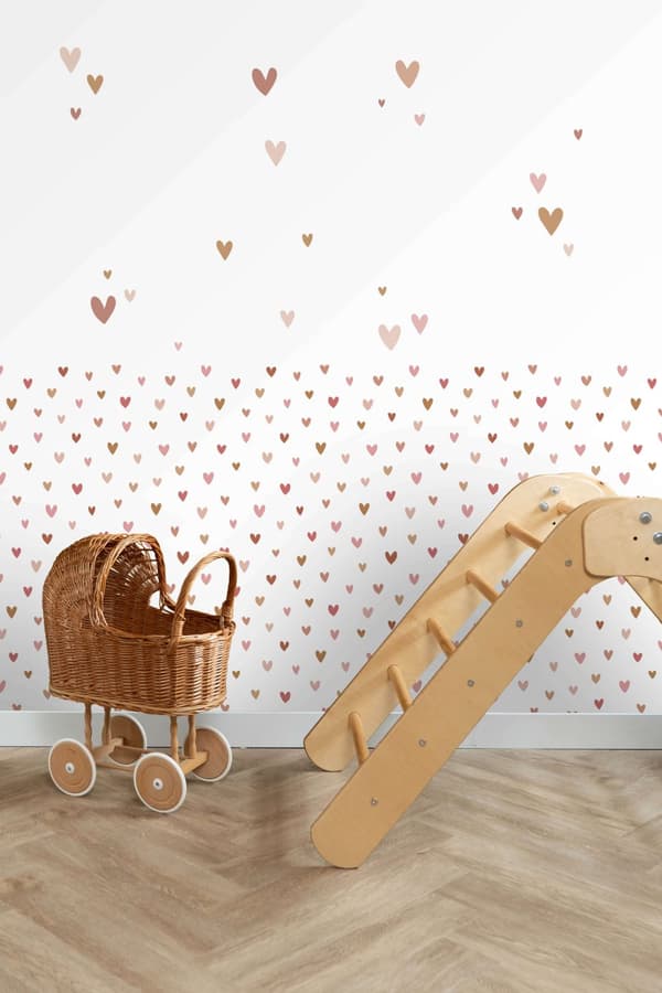 ESTAhome wallsticker små hjerter terracotta rød, lyserødt og beige 33 cm x 47,5 cm
