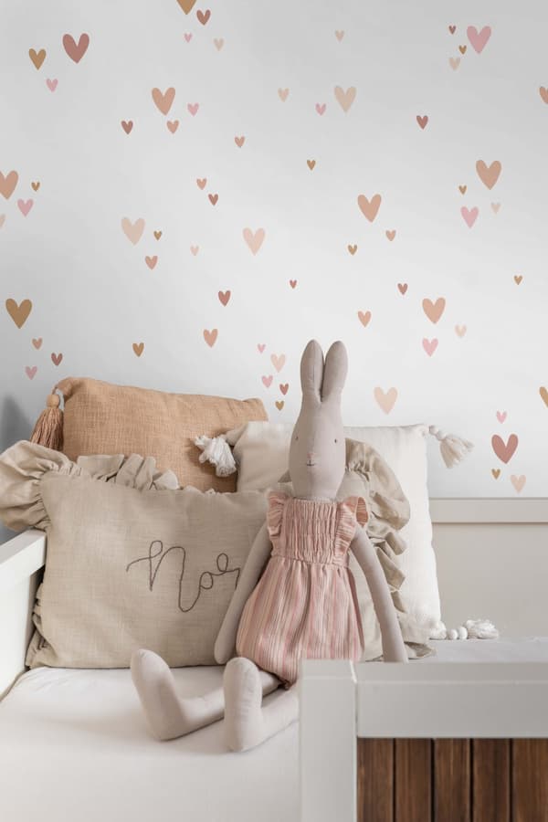 ESTAhome wallsticker små hjerter terracotta rød, lyserødt og beige 33 cm x 47,5 cm