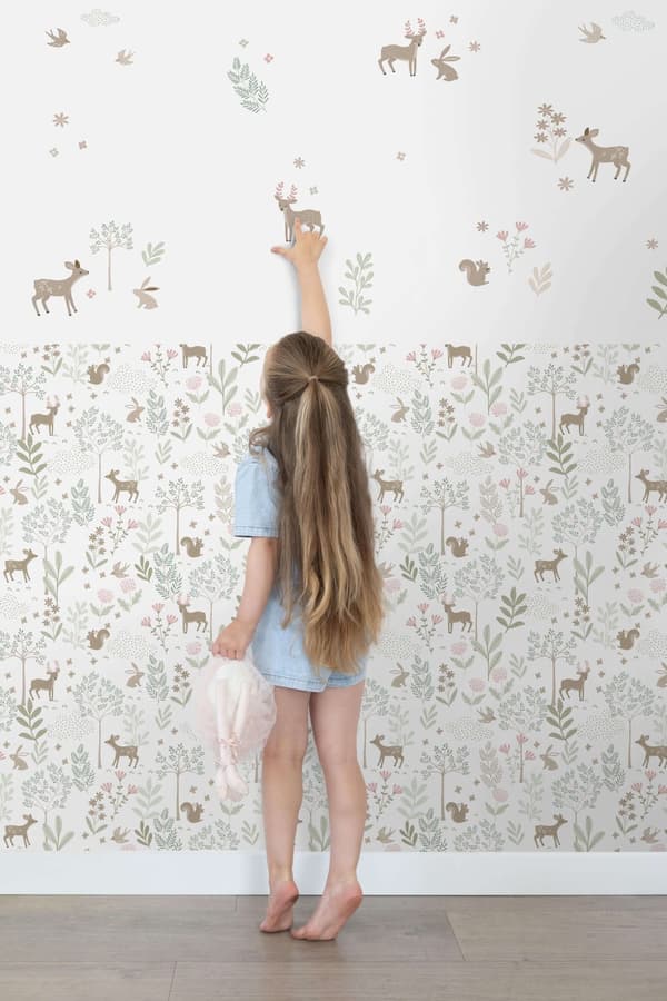 ESTAhome wallsticker hjorte beige og grønt 33 cm x 47,5 cm