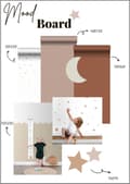 Miniatyrbillede 3 af 4: ESTAhome wallsticker stjernehimmel sandfarvet og terracotta rød 33 cm x 47,5 cm