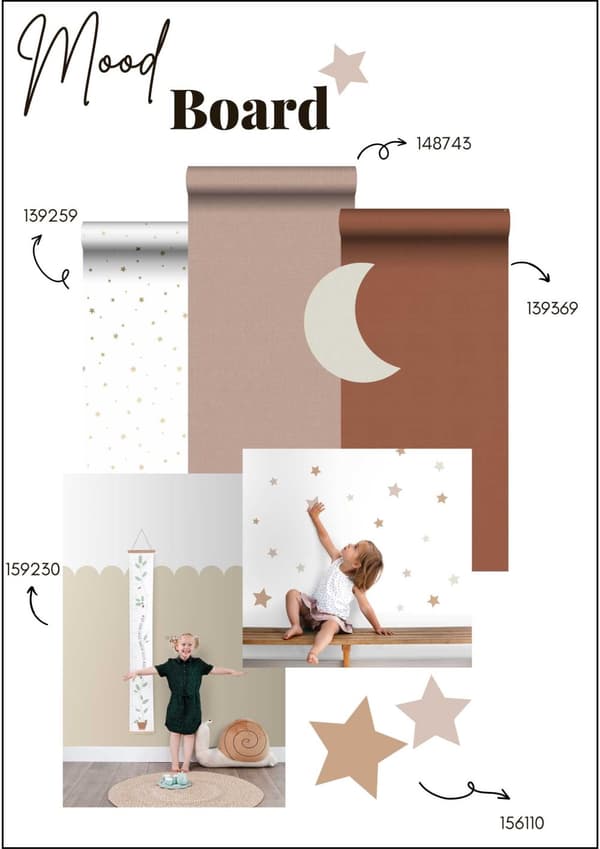 ESTAhome wallsticker stjernehimmel sandfarvet og terracotta rød 33 cm x 47,5 cm