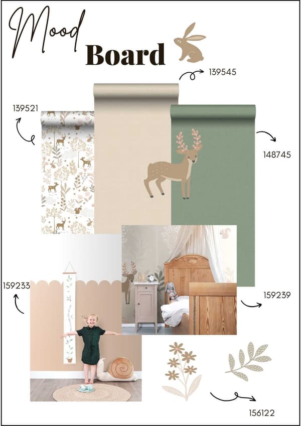 ESTAhome wallsticker rådjur beige och rosa 33 cm x 47,5 cm