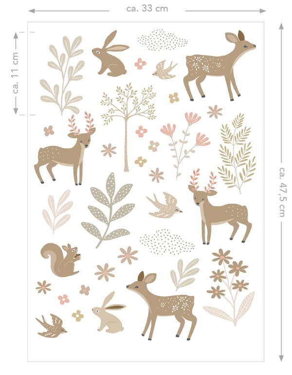 ESTAhome wallsticker rådjur beige och rosa 33 cm x 47,5 cm