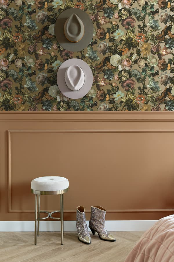 ESTAhome tapet blommor guld 0,53 x 10,05 m