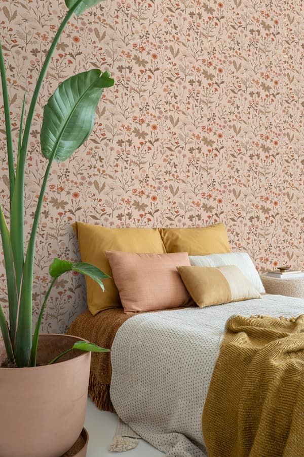 ESTAhome tapet vilda blommor terrakotta rosa 0,53 x 10,05 m