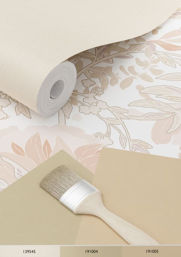 ESTAhome tapet vintage blomster i art nouveau stil sandfarvet og lys terracotta rød 0.53 x 10.05 m