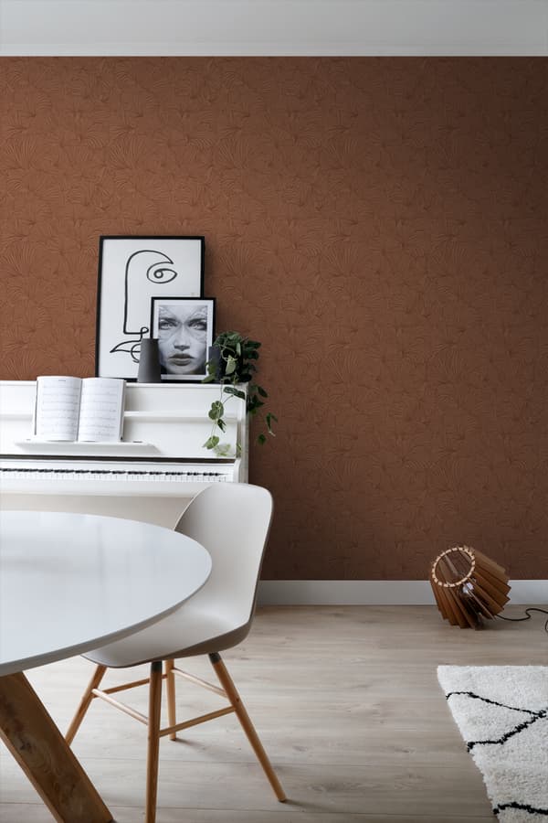 ESTAhome tapet ginkgoblade terracotta rød 0.53 x 10.05 m