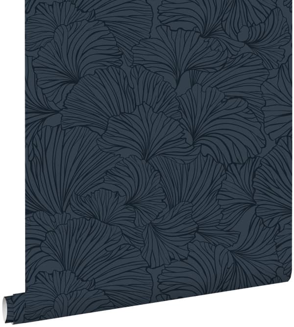 ESTAhome tapet gingkoblad mörkblått 0.53 x 10.05 m