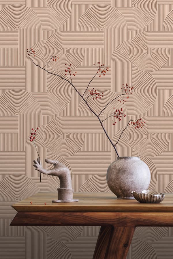 ESTAhome tapet tredimensionell grafik terrakotta rosa 50 x 900 cm