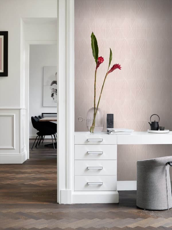 Origin Wallcoverings tapet origamimotiv milt rosa 0,53 x 10,05 m