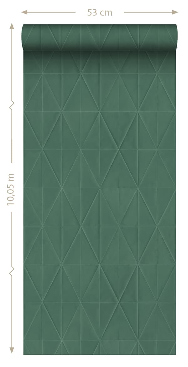 Origin Wallcoverings tapet origamimotiv mørkegrønt 0,53 x 10,05 m