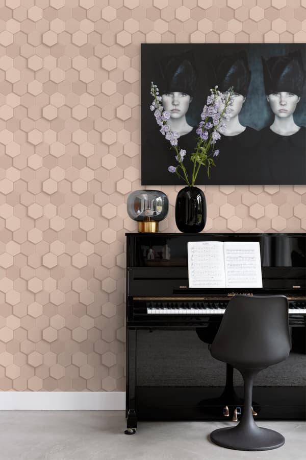 Origin Wallcoverings tapet 3d vaxkakemotiv ljusrosa 0,53 x 10,05 m