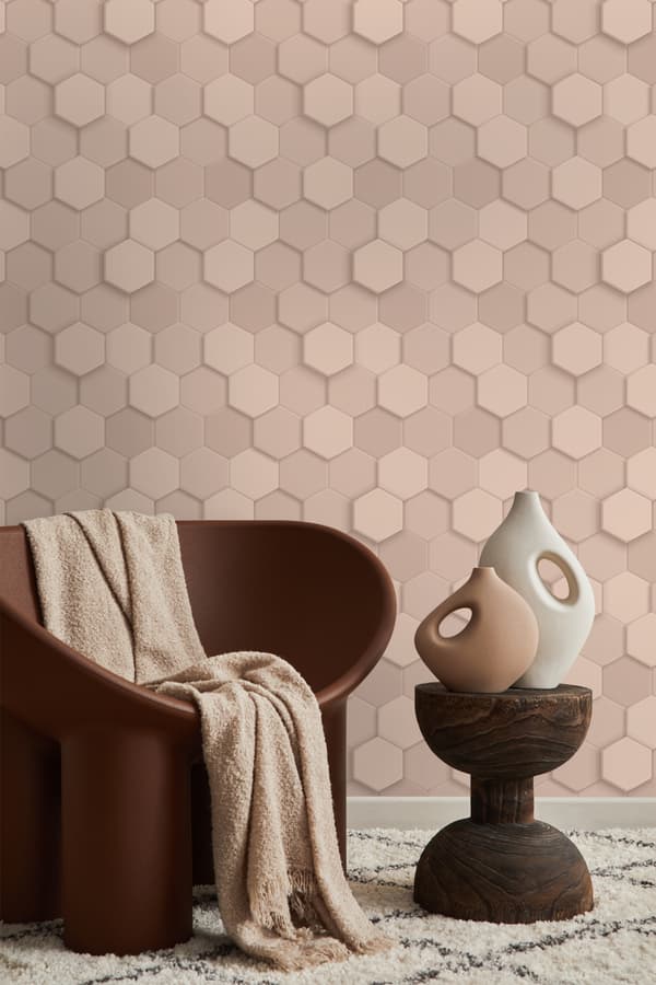 Origin Wallcoverings tapet 3d vaxkakemotiv ljusrosa 0,53 x 10,05 m
