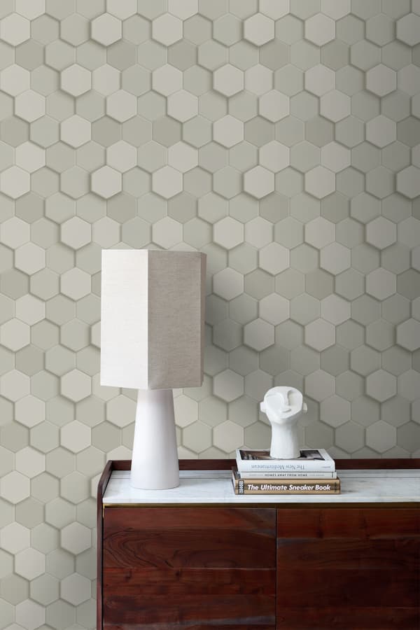 Origin Wallcoverings tapet 3d vaxkakemotiv ljusgrått 0,53 x 10,05 m