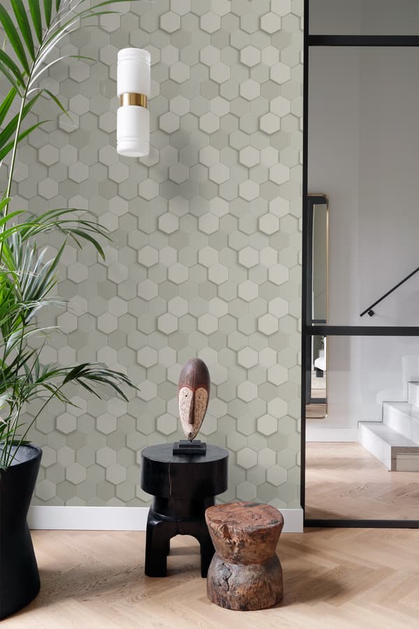Origin Wallcoverings tapet 3d vaxkakemotiv ljusgrått 0,53 x 10,05 m