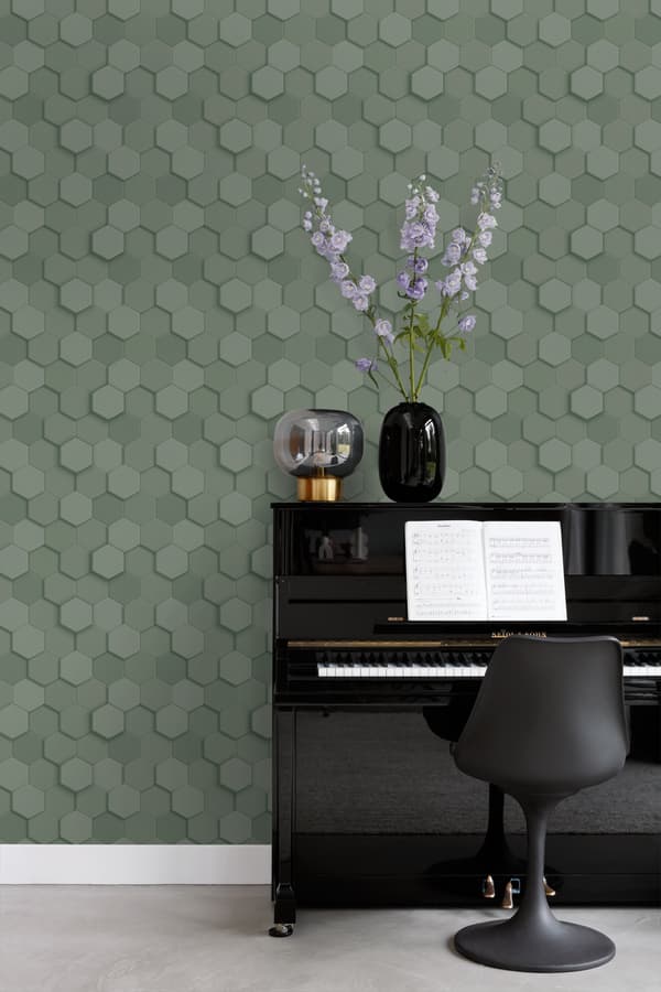 Origin Wallcoverings tapet 3d vaxkakemotiv grågrönt 0,53 x 10,05 m