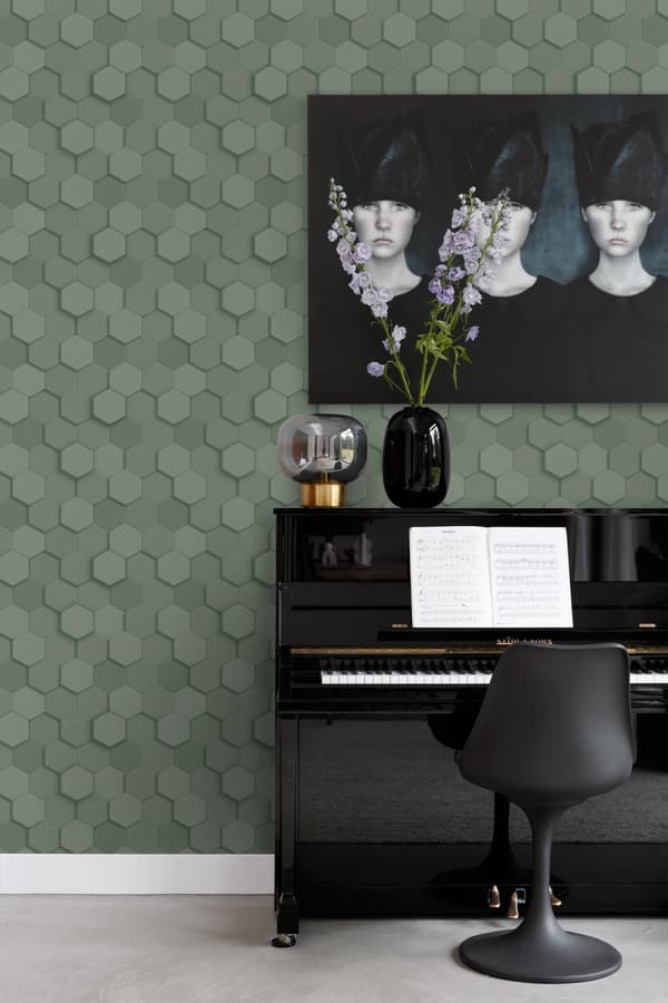 Origin Wallcoverings tapet 3d vaxkakemotiv grågrönt 0,53 x 10,05 m