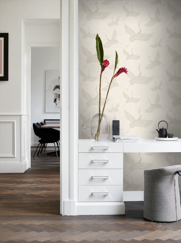 Origin Wallcoverings tapet kranfåglar sandfärgad 0,53 x 10,05 m