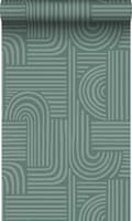 Miniatyrbild 1 av 6: Origin Wallcoverings tapet tredimensionell grafik bensingrönt 50 x 900 cm