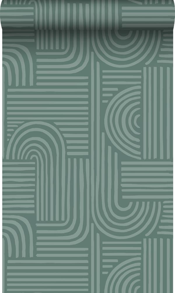 Origin Wallcoverings tapet tredimensionell grafik bensingrönt 50 x 900 cm