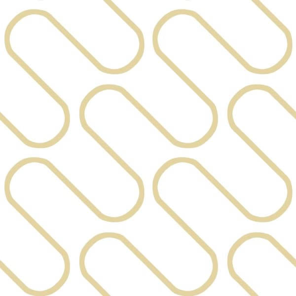 Catherine Lansfield Linear Curve Wallpaper White/Gold 10m x 53cm