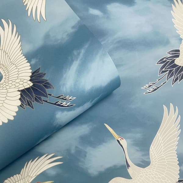 Catherine Lansfield Flying Cranes Wallpaper