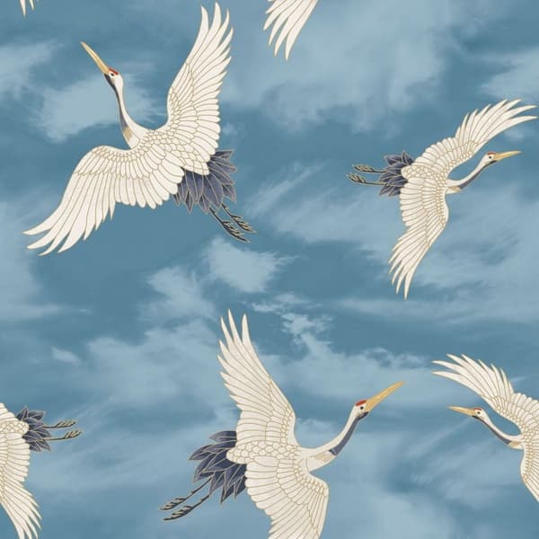 Catherine Lansfield Flyvende traner tapet Blue 10m x 53cm