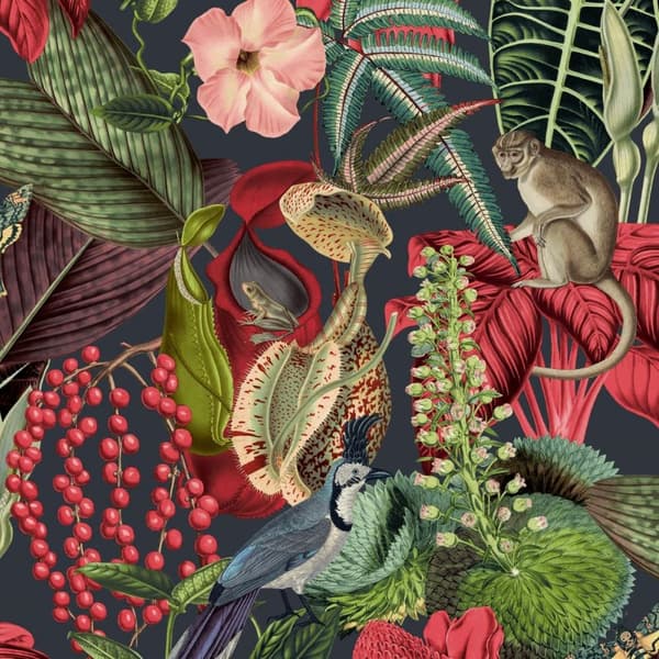 GrandDeco Amazon Textured Wallpaper Black/Red 10m x 53cm