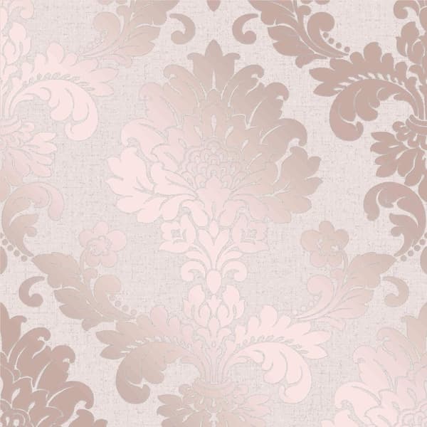 Fine Decor Quartz Damask Textured Wallpaper Rose Gold 10m x 52cm