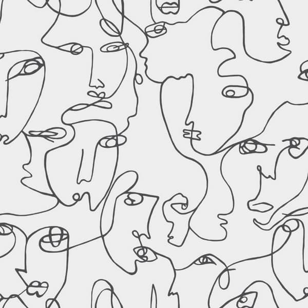 Holden Décor Abstract Faces Wallpaper Black/White 10m x 53cm