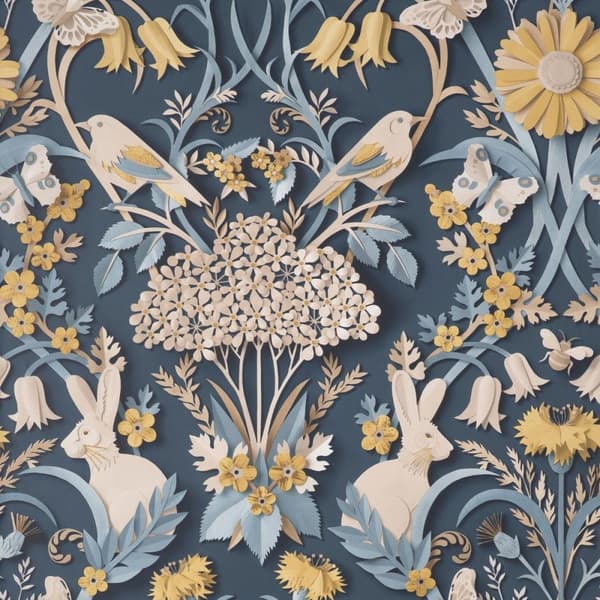 Fine Decor Woodland tapet Navy 10m x 53cm