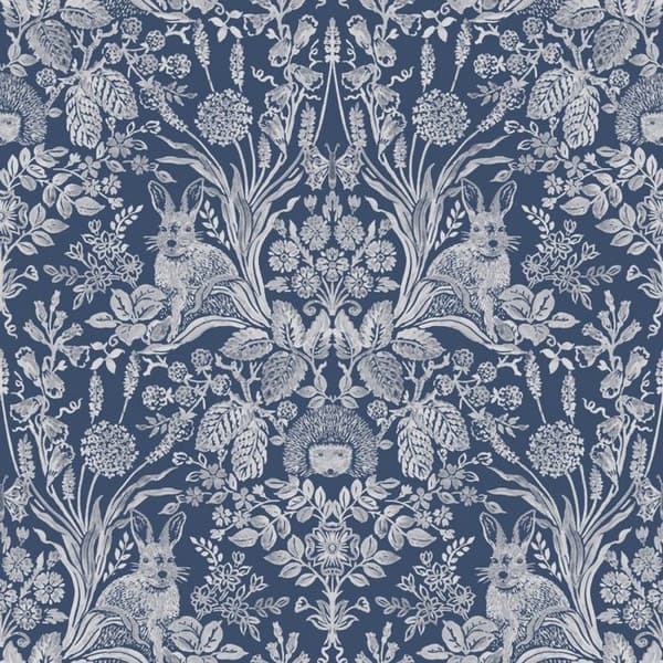 World of Wallpaper Harlen Woodland Damask tapet Navy 32.1ft x 21in
