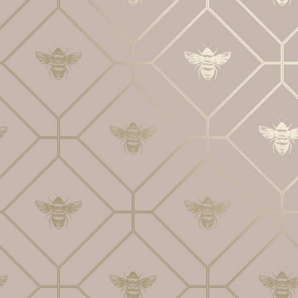 Holden Décor Bee Wallpaper Pink One Size