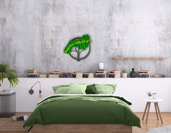 Moss billede mos naturlig vægdekoration stue badeværelse vægmaleri 40 x 60 cm livets træ
