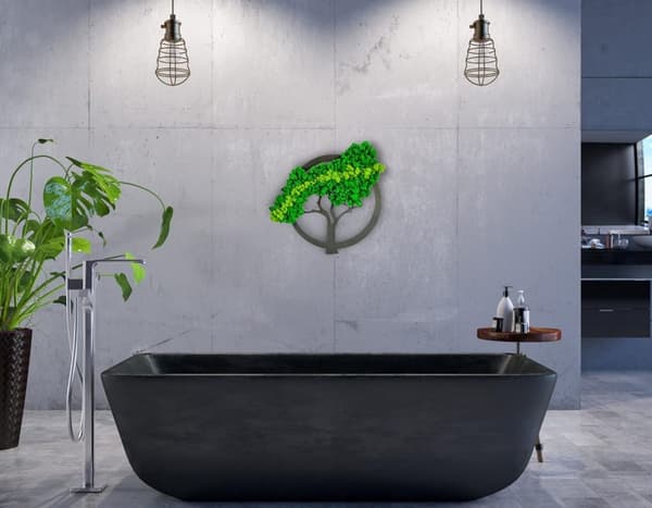 Mossbild mossa naturlig väggdekoration vardagsrum badrum väggmålning 60 x 100 cm livets träd