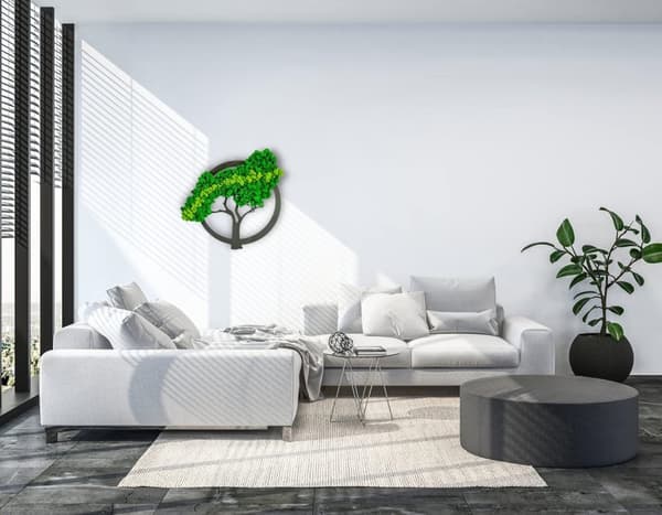 Mossbild mossa naturlig väggdekoration vardagsrum badrum väggmålning 60 x 100 cm livets träd