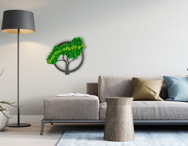 Mossbild mossa naturlig väggdekoration vardagsrum badrum väggmålning 60 x 100 cm livets träd