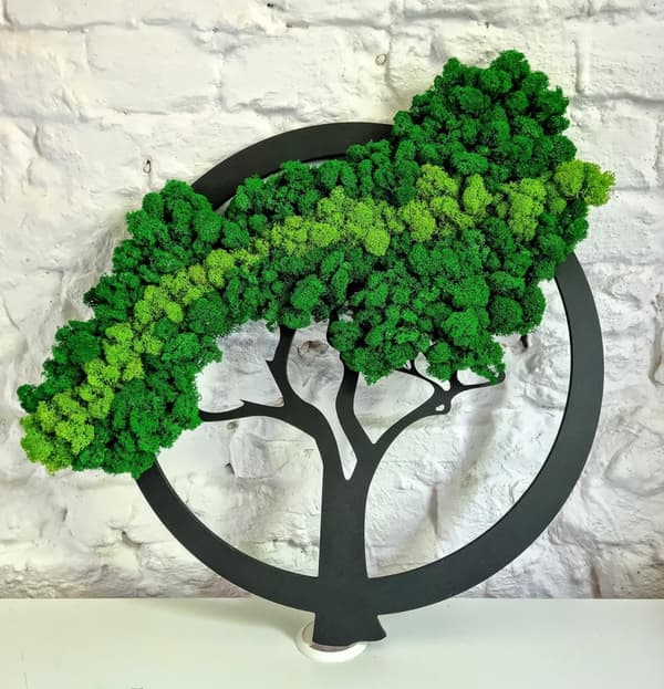 Mossbild mossa naturlig väggdekoration vardagsrum badrum väggmålning 60 x 100 cm livets träd