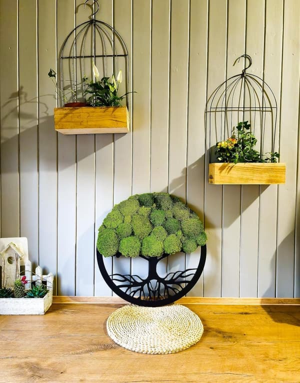 Moss billede mos naturlig vægdekoration stue badeværelse vægmaleri 50 x 50 cm livets træ