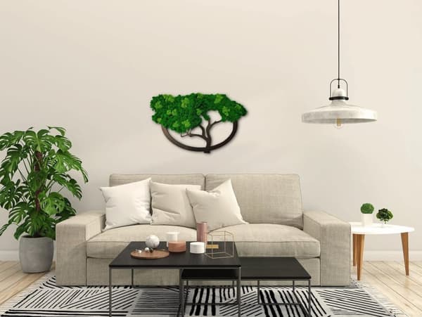 Moss Image Moss Natural Wall Decoration Stue Badeværelse Vægmaleri 60 x 100cm Livets træ