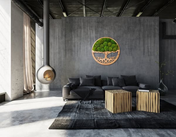 Moss Image Moss Natural Wall Decoration Stue Badeværelse Vægmaleri 50 x 50cm Livets træ